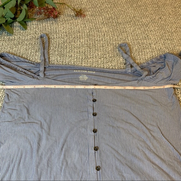 American Eagle Blue Striped Cold Shoulder Top - Picture 8 of 10